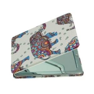 Oglinda de buzunar dubla model Elefanti-1 6x9cm alb/multicolor