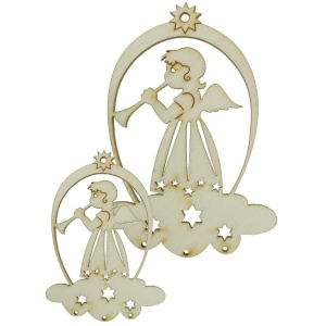 Ornament placaj cu decupaj ingeras cu 3 stelute - Img 1