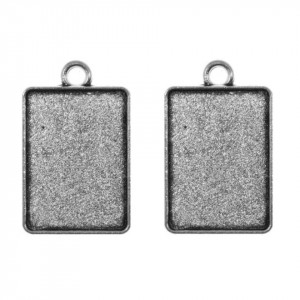 Pandantiv baza argintiu inchis 20x31mm pentru cabochon dreptunghiular 18x25mm 2/set P21