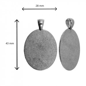 Pandantiv baza argintiu inchis 28x43mm pentru cabochon oval 18x25mm P187 - Img 2