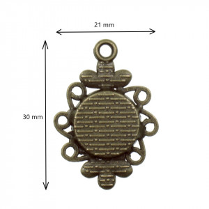 Pandantiv baza bronz 21x30mm pentru cabochon rotund 12mm 4/set P18 - Img 2