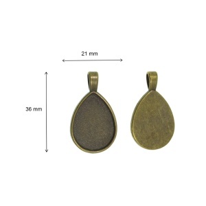 Pandantiv baza bronz 21x36mm pentru cabochon lacrima 18x25mm 2/set P118 - Img 2