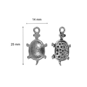 Pandantiv metalic argintiu inchis broasca testoasa 25x14mm 5/set - Img 2