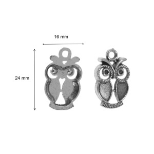 Pandantiv metalic argintiu inchis bufnita 16x24mm 8/set - Img 2