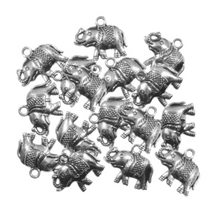 Pandantiv metalic argintiu inchis elefant 18x14mm 15/set