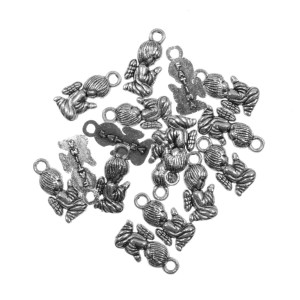 Pandantiv metalic argintiu inchis ingeras 8x16mm 16/set