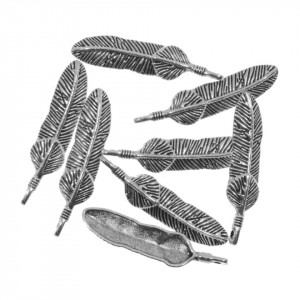 Pandantiv metalic argintiu inchis pana 9x39mm 8/set