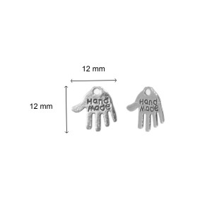Pandantiv metalic argintiu mana inscriptie hand made 12x12mm 25/set - Img 2