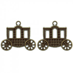 Pandantiv metalic bronz caleasca 30x25mm 2/set
