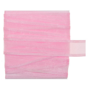 Panglica organza roz cu margine saten 20mm x 5m