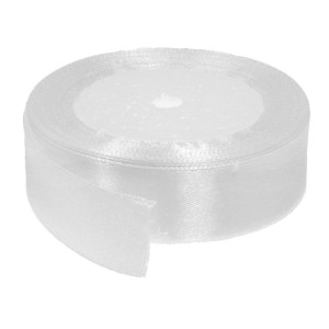 Panglica satinata alba 25mm x 21m/rola