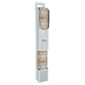 Panza iuta natur cu imprimeu fulgi albi 28cm x 3m/rola Canea YXR-04PL1654_02