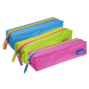 Penar textil 2 fermoare 19x5x5cm Keyroad KR972221 albastru/verde/roz