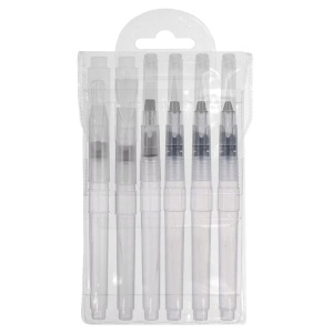 Pensula sintetica cu rezervor varf rotund/drept capac transparent 6/set 19-95