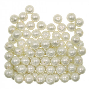 Perla sticla rotunda crem deschis 7,5x8mm 70g