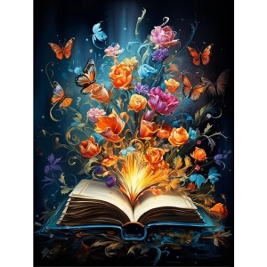 Pictura pe numere cu 24 culori acrilice si 3 pensule 40x50x1,6cm Niki4 -Carte cu flori KINPL8437