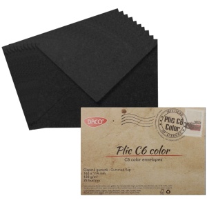 Plic gumat C6 11,4x16,2cm 120g 25/set Daco negru PC612N