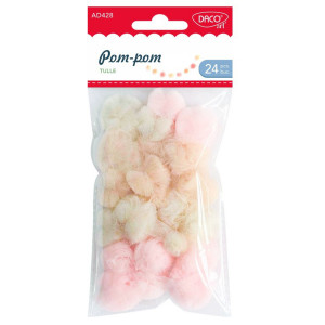 Pompon nuante pastel din tulle 24/set Daco AD428