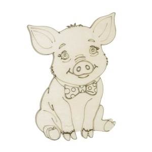 Porc placaj pirogravat 9x7cm