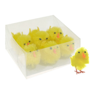 Pui din plus galben 4cm 6/set 079807/090359