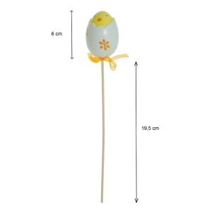 Pui in ou plastic 6x4cm pe bat 19,5cm 6/set alb/galben - Img 2
