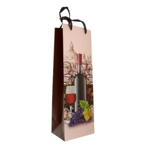 Punga cadou pentru sticle model strugure si sticla 12x36x9cm 371988