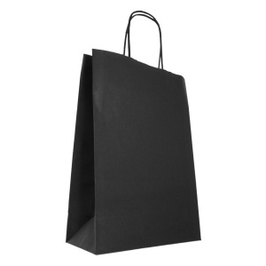 Punga hartie craft negru interior alb maner rasucit 22x10x31cm