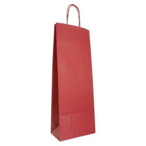 Punga hartie craft rosie interior alb maner rasucit pentru sticle 14x8x39cm P2962