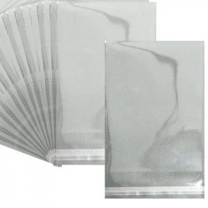 Punga transparenta cu clapeta adeziva si agatatoare 11x15/20,5cm 50/set