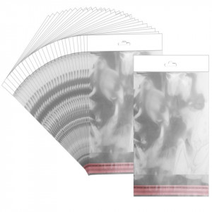Punga transparenta cu clapeta adeziva si agatatoare 8x13/17cm 50/set