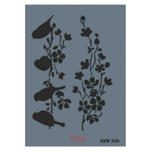 Sablon plastic Pasari pe creanga 25x35cm Rich NEW 510