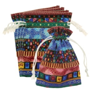 Saculet textil multicolor model-1 10x14cm 5/set