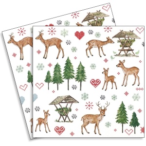 Servetel caprioare,cerbi si brazi 33x33cm 2/set 612012