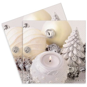 Servetel Decoratiuni albe de Craciun 33x33cm 2/set TL233700