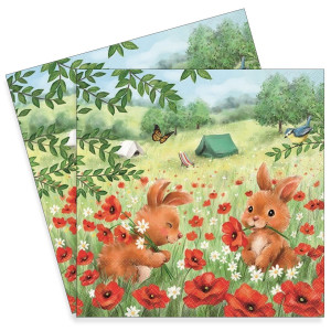 Servetel Iepurasi in campul cu maci 33x33cm 2/set 13318525