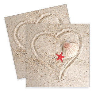 Servetel Inima pe nisip 33x33cm 2/set 1210-21015