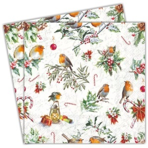 Servetel pasari cu ornamente de Craciun 33x33cm 2/set 33311905
