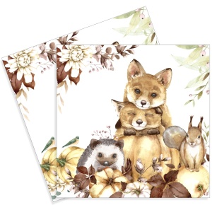 Servetel Toamna cu animale 33x33cm 2/set 207458
