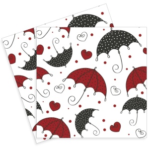 Servetel umbrela si decor inimi 33x33cm 2/set 042201
