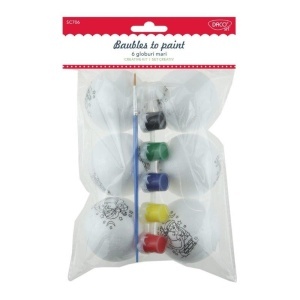 Set creativ - 6 globuri polistiren predesenate cu 6 culori si pensula Daco SC706