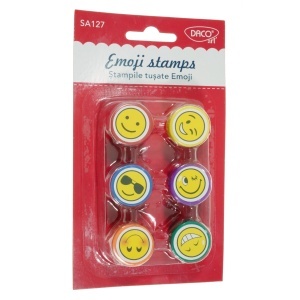 Stampila plastic emoticons 2cm 6/set Daco SA127