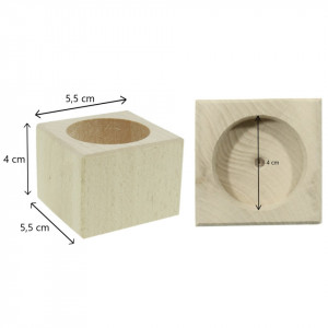 Suport pentru lumanare din lemn 5,5x5,5x4cm LS310N - Img 2