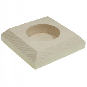 Suport pentru lumanare din lemn patrat margine tesita 6x6x1,6cm SL8
