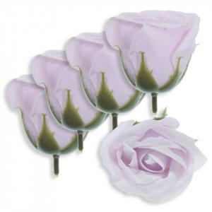 Trandafir din sapun lila pal 5cm cu tija din plastic 5/set
