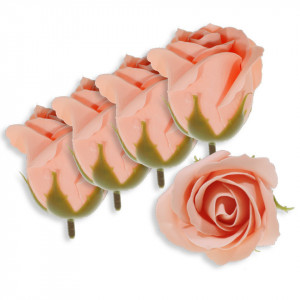 Trandafir din sapun piersica 5cm cu tija din plastic 5/set