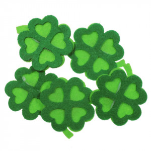 Trifoi pasla verde/verde deschis cu adeziv 4x4,5cm 5/set
