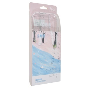 Trusa geometrie 7 piese/set mina 0,7mm WTB-2852 Wentaibo alb