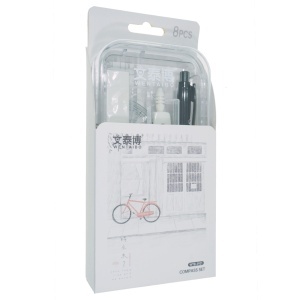 Trusa geometrie 8 piese/set mina 0,7mm WTB-2921 Wentaibo alb