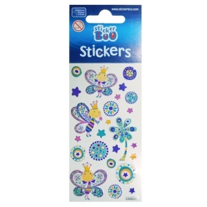 Abtibild fluturi si flori model-2 6x12cm 24/folie Sticker Boo albastru A1754