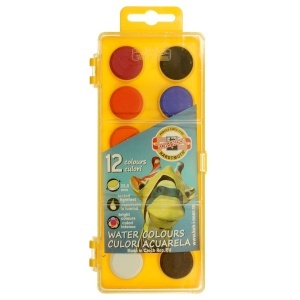 Acuarele 12 culori x 2,25cm/set cutie portocalie Koh-I-Noor K171510